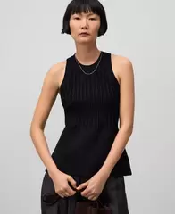 Top peplum canalé mujer