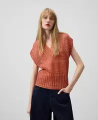 Chaleco punto jaspeado mujer