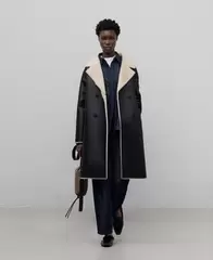 Abrigo largo Piel No Piel negro mujer