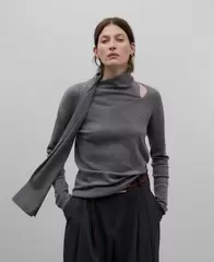 Jersey lana merino con bufanda mujer