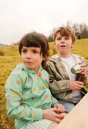 Chaqueta de punto para bebé niña con estampado en color aqua