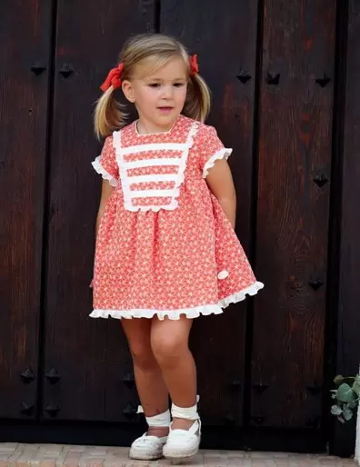 Conjunto vestido y braguita niña salmón