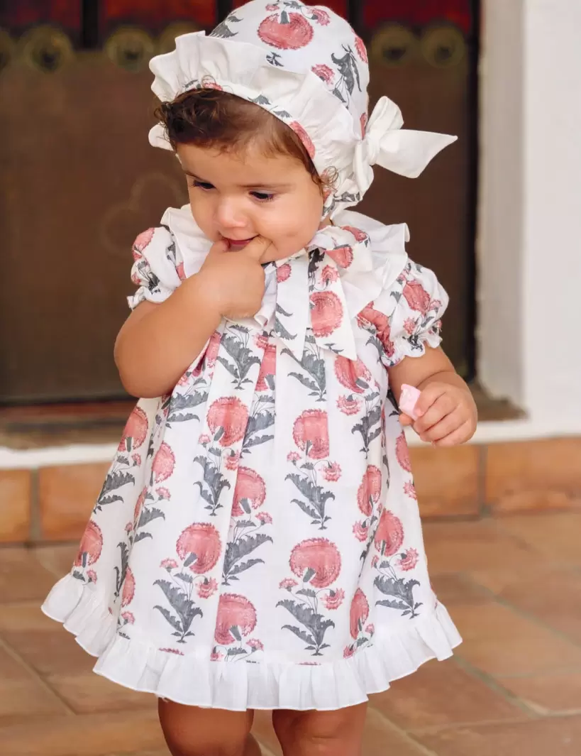 Conjunto vestido de flores recién nacido rosette