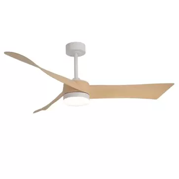 VENTILADOR DE TECHO CON LUZ 18W MOTOR DC SALVATORE BLANCO/MADERA Ø 142 CM