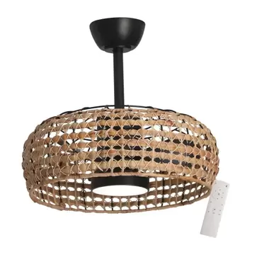 VENTILADOR DE TECHO LED 18W 3000-6000K PANTALLA RATÁN OSCURO WAIKIKI