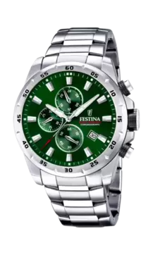 RELOJ FESTINA TIMELESS CHRONOGRAPH F20463/3 VERDE CORREA DE ACERO, HOMBRE