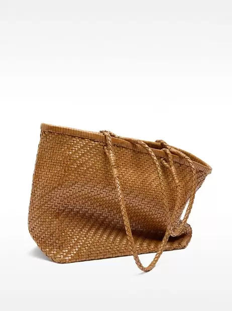Woven leather shopper bag