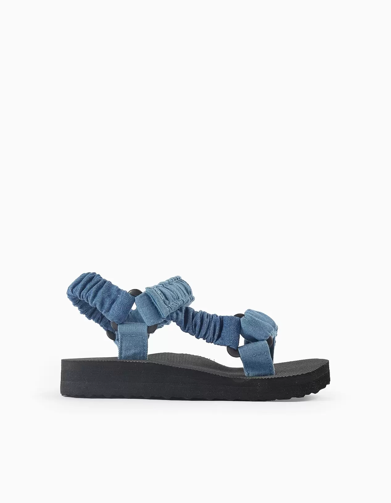 Denim Sandals for Girls, Blue/Black
