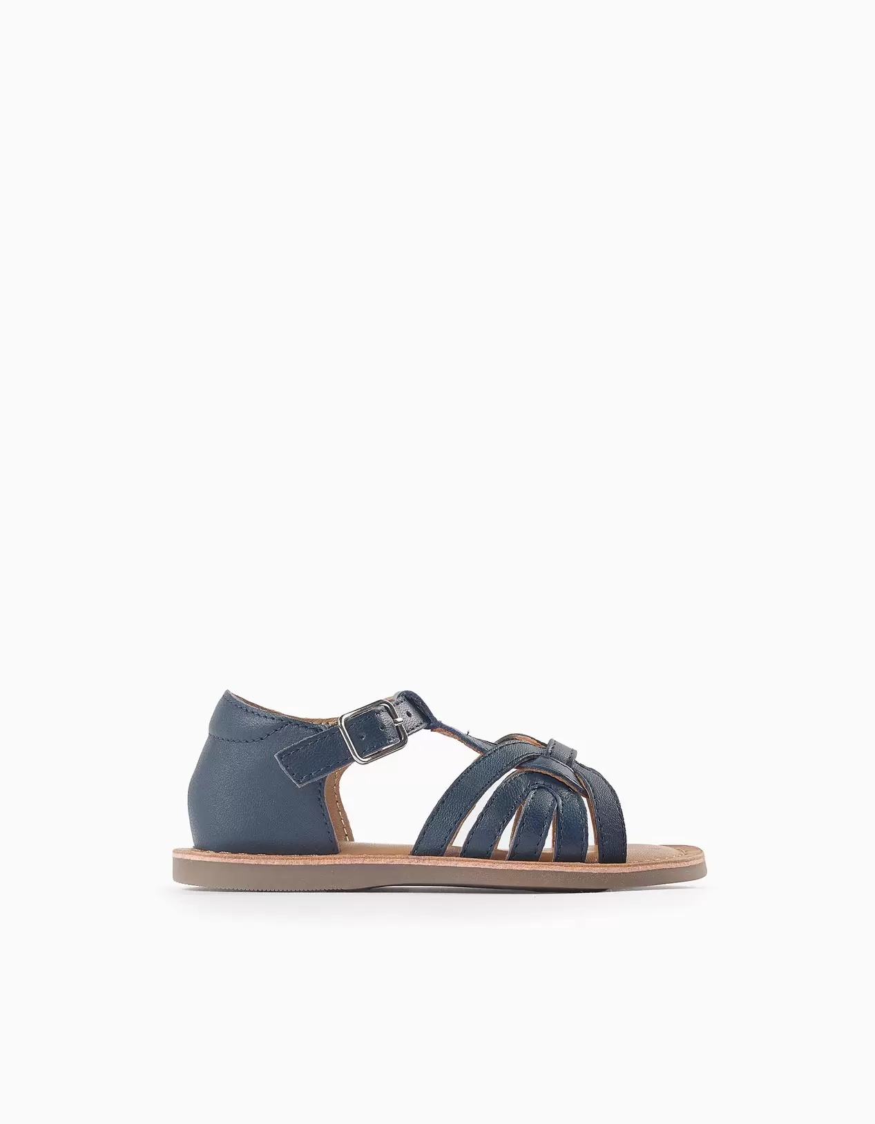 Leather Sandals for Baby Girls, Dark Blue