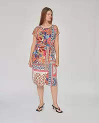 VESTIDO PUNTO ESTAMPADO CON NUDOCRUDO