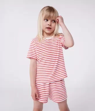 Pijama corto infantil de algodón de rizo a rayas