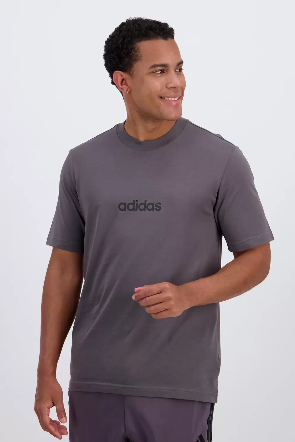 Linear Camiseta Algodón Hombre Gris