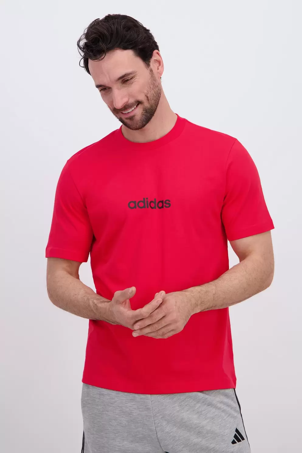 Linear Camiseta Algodón Hombre Rojo