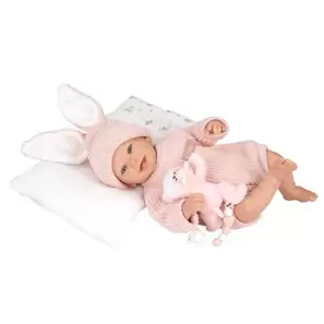 Bebé reborn 45 cm Lucía con cojín y peluche