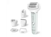 ES-EY70AG503 - Depiladora 6 en 1 en seco y húmedo con cabezal de depilación mejorado, 60 pinzas y sensor de presión, color blanco/verde menta