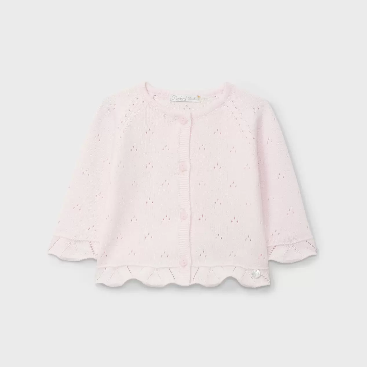 Chaqueta tricotosa rosa perforada recién nacido