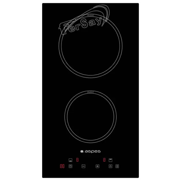 Vitroceramica radiante Aspes, modelo: APV1200, 2 fuegos, crsital negro, auto desconexion 120 min, co...