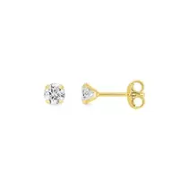Pendientes oro amarillo 18K con circonita 4mm