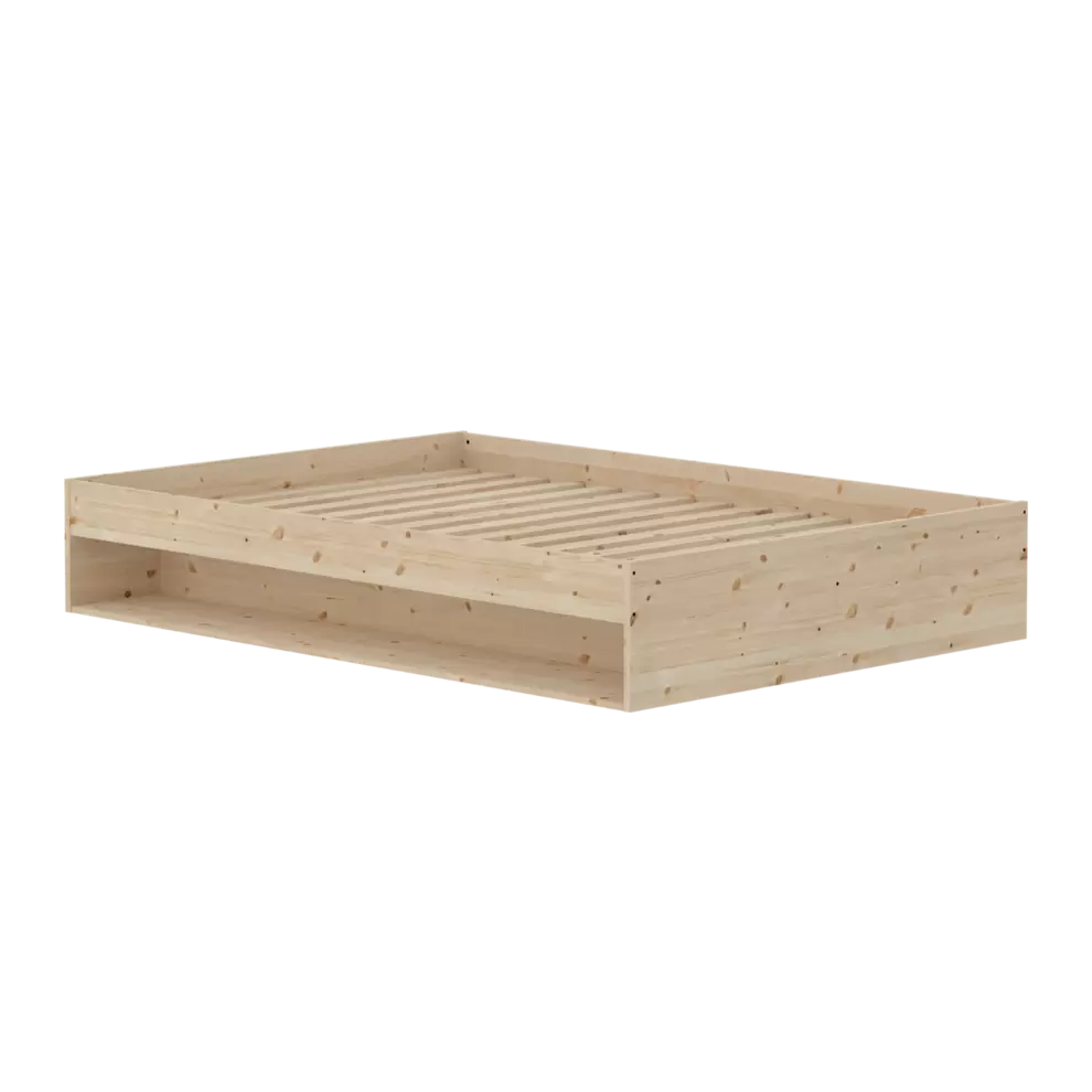 Double Bed with Shelf, 140x200 cm, Pine