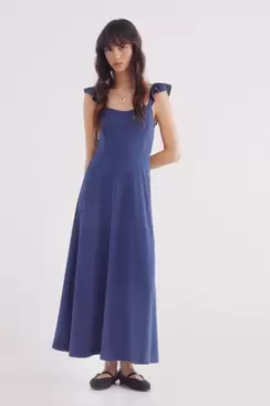 Vestido midi bordado suizo tirantes