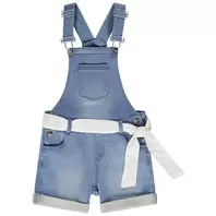 Salopette courte effet jean avec ceinture en broderie anglaise pour fille