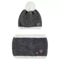 Júnior - Conjunto de gorro y bufanda de punto centrado con insignias