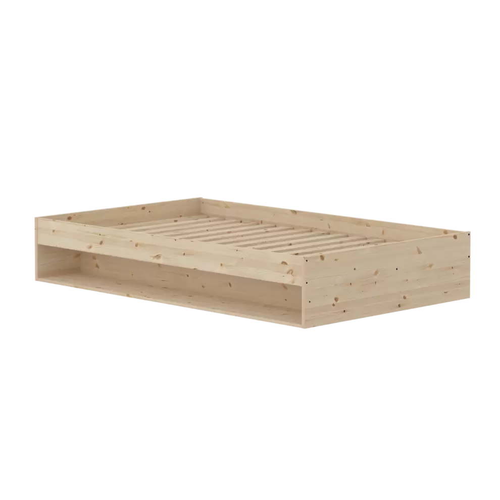 Double Bed with Shelf, 120x200 cm, Pine