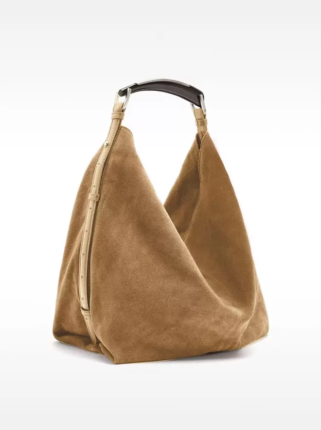 Suede leather shoulder bag