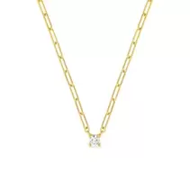 Cadena de caballo chapada en oro con circonita engastada en 4 garras - 4 mm