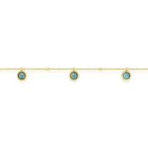 Pulsera de acero dorado adornado con 3 turquesas creadas