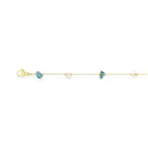 Collar de acero dorado que combina turquesa creada y ágata blanca