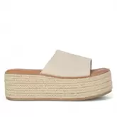Sandalias plataformas chika 10 platino de piel con plantilla acolchada y platadorma de yute
