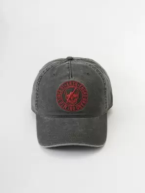 Men's Cotton Cap with Back Closure and Front Embroidery in Black for Men