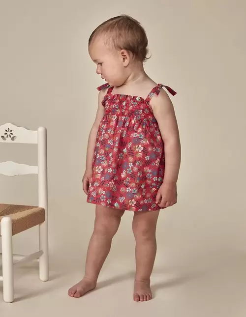 Vestido estampado liberty baño rosa