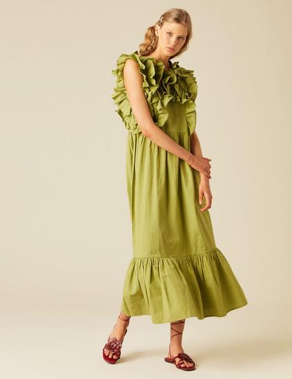 VESTIDO VERDE VOLANTES