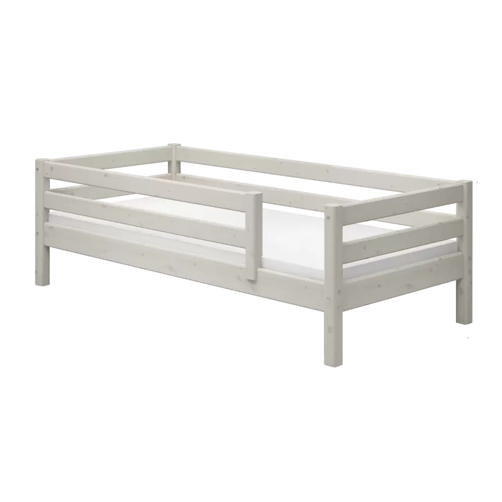 Single Bed with Safety Rail, 90x200 cm, White
