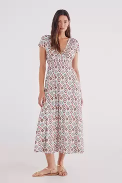 Vestido midi estampado rombos irregulares