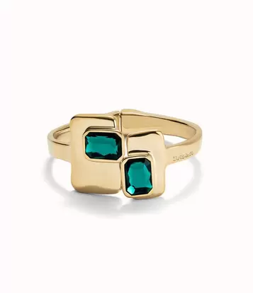 Bangle bracelet with green crystals