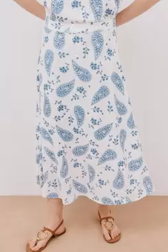 Printed flared midi skirt