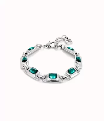Chain bracelet with green crystals