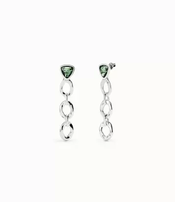 Drop earrings with green crystal