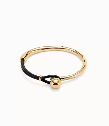 Bangle bracelet with brown leather