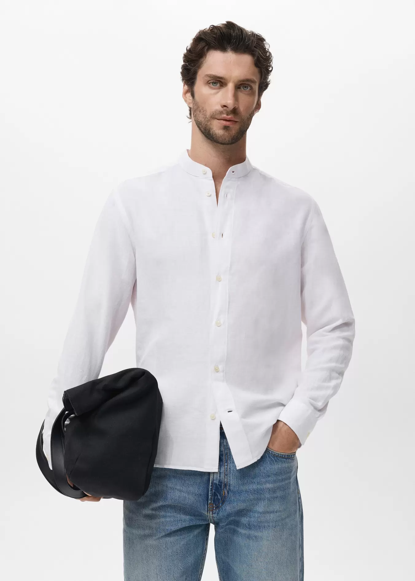 Camisa lino cuello mao