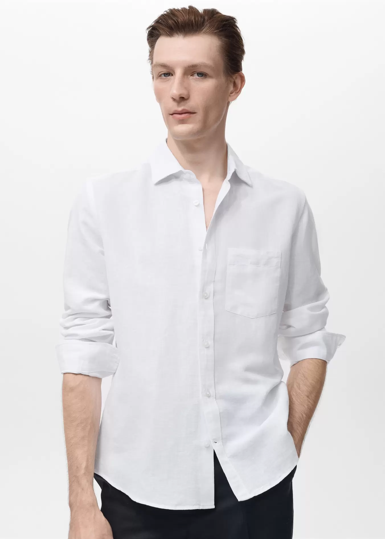 Camisa lino bolsillo