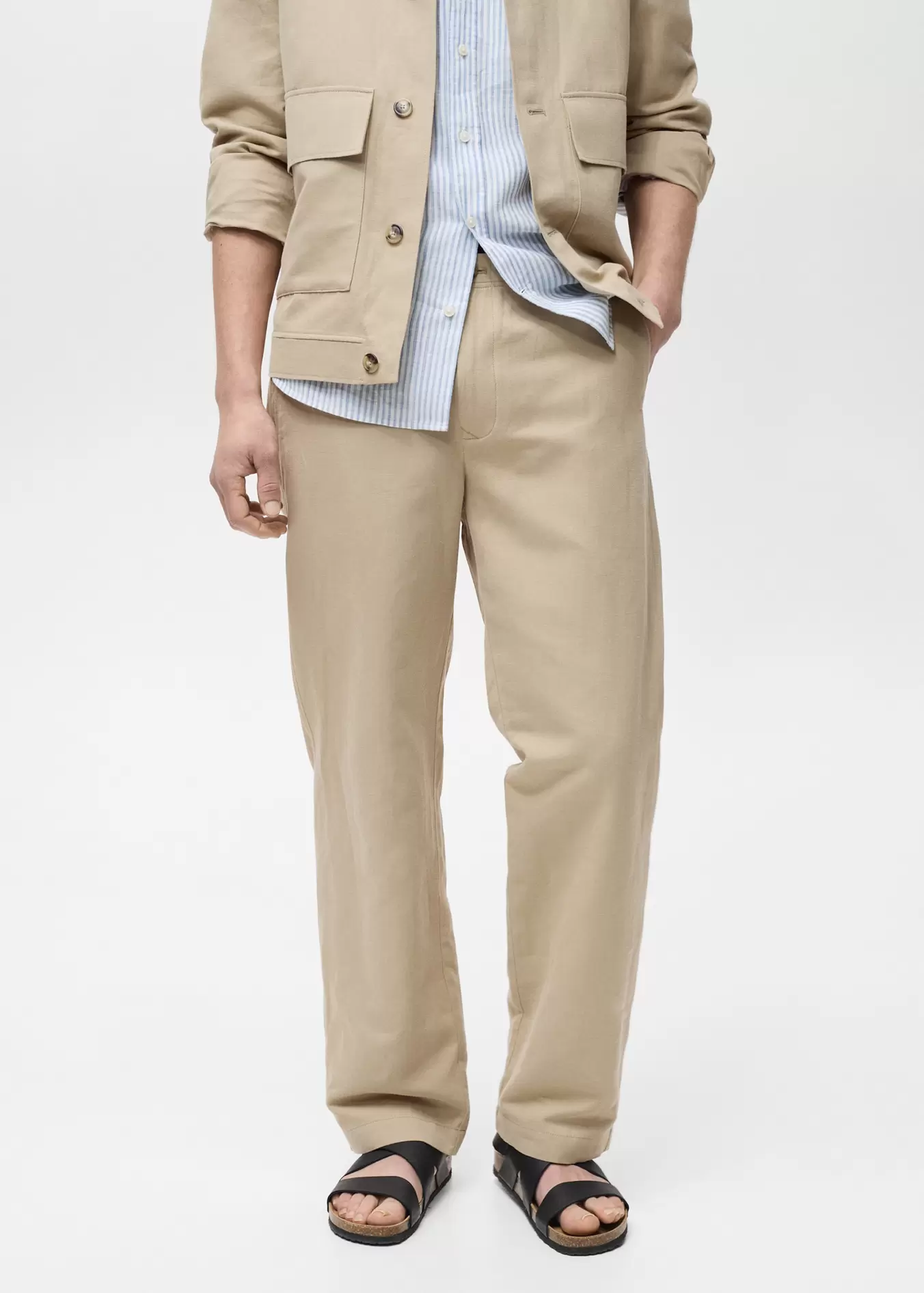 Pantalón mezcla lino regular fit