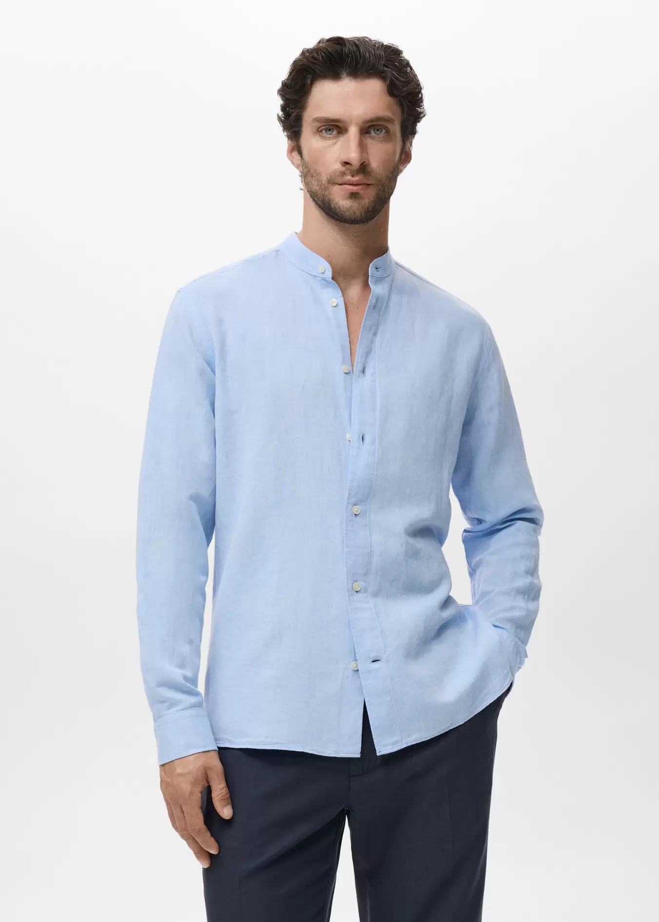 Camisa lino cuello mao