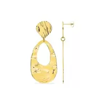 Pendientes largos en acero dorado martillado