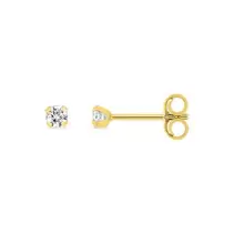 Pendientes oro 9K con circonita 2,5 mm engastada en 4 garras