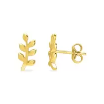 Pendientes rama con hojas en oro de 9K