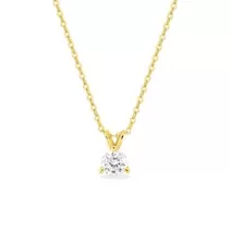 Collar de oro amarillo 9K con diamante creado 0,25 ct F-VS